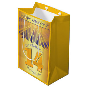 Sac Cadeau Moyen 14 ans Golden Ray 12 étapes d'anniversaire