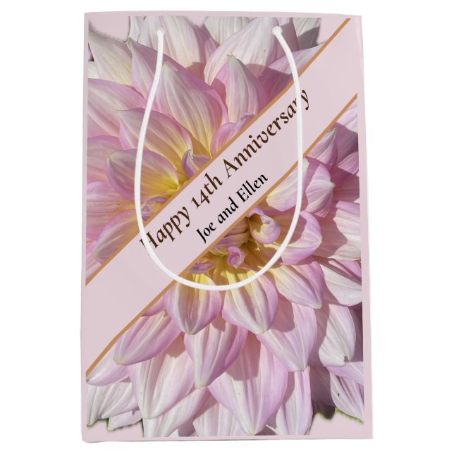 Sac Cadeau Moyen 14e anniversaire du Mariage, (Devant)