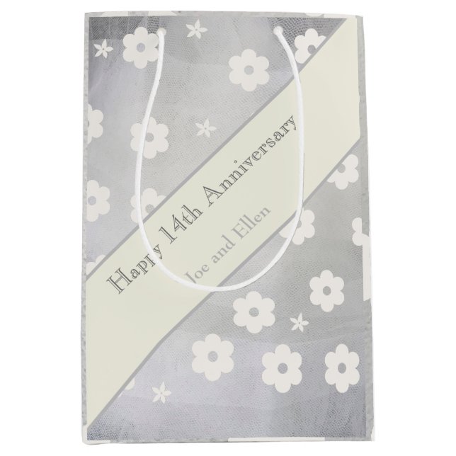 Sac Cadeau Moyen 14e anniversaire du Mariage, anniversaire de l'ivo (Devant)