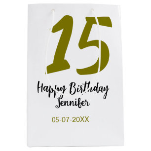 Sac Cadeau Moyen 15e anniversaire quiencenera ajouter date année or