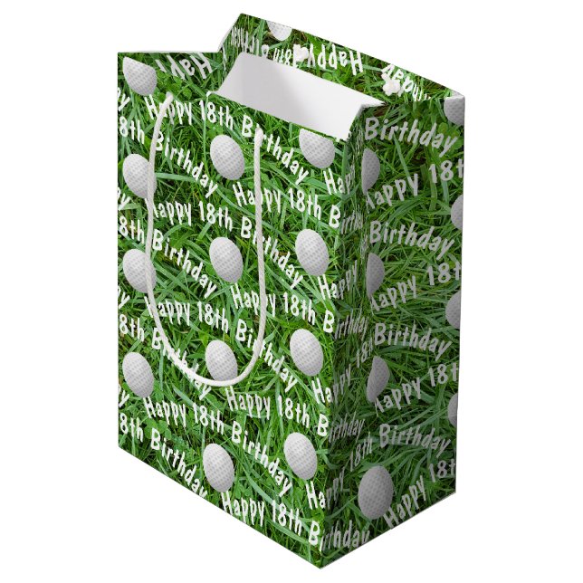 Sac Cadeau Moyen 18e Anniversaire Golf Balls on Grass Medium Cadeau (Dos Angle)