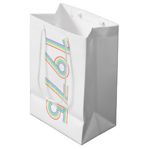 Sac Cadeau Moyen 1975 Retro Vintage Rainbow Numeral 50th Birthday