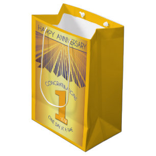 Sac Cadeau Moyen 1 an Anniversaire Golden Ray 12 étapes
