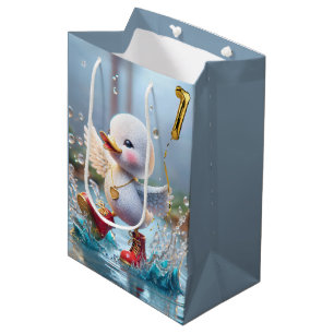 Sac Cadeau Moyen 1er anniversaire Duck Dancing In the Rain Puddle