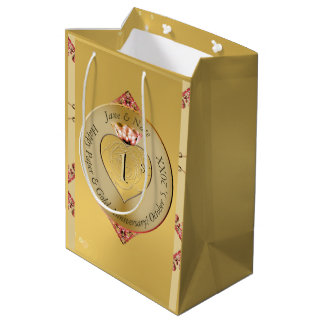Sac Cadeau Moyen 1er ou 50e anniversaire de Mariage Golden