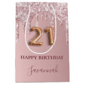 Sac Cadeau Moyen 21e anniversaire blush rose parties scintillant go (Devant)