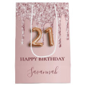 Sac Cadeau Moyen 21e anniversaire blush rose parties scintillant go (Dos)