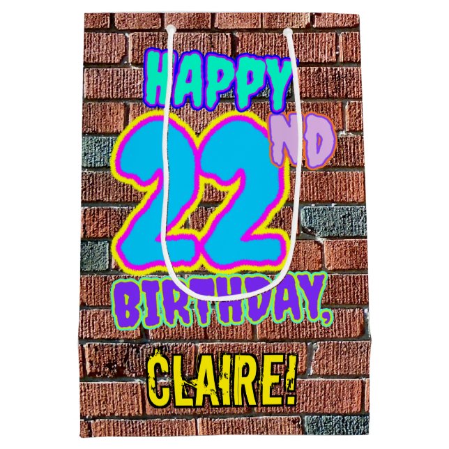 Sac Cadeau Moyen 22e anniversaire : Amusant, Graffiti urbain inspir (Dos)