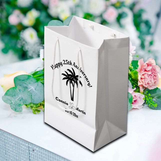 Sac Cadeau Moyen 25th Wedding Anniversary Palm Trees (Créateur téléchargé)