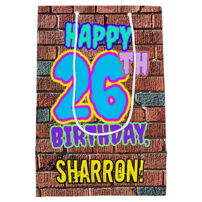 Sac Cadeau Moyen 26e anniversaire : Amusant, Graffiti urbain inspir (Dos)