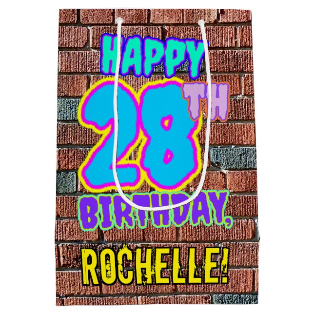 Sac Cadeau Moyen 28e anniversaire : Amusant, Graffiti urbain inspir (Dos)