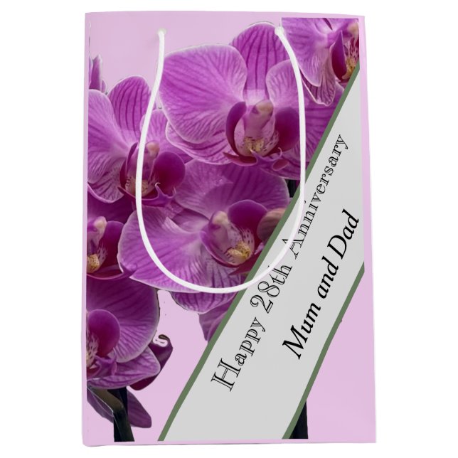 Sac Cadeau Moyen 28e anniversaire du Mariage modifiable (Devant)