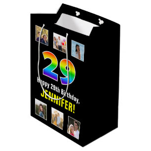 Sac Cadeau Moyen 29e anniversaire : Arc-en-ciel "29", photos person