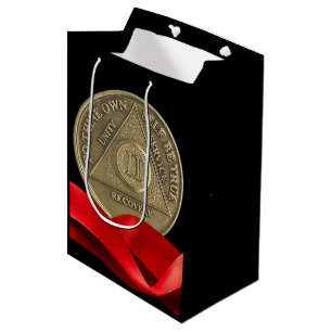 Sac Cadeau Moyen 2 Année AA Anniversaire Coin Rouge Ruban