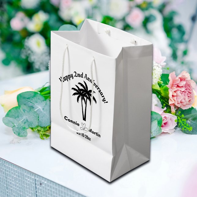 Sac Cadeau Moyen 2e anniversaire de mariage Palmiers (Créateur téléchargé)