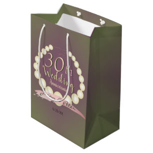 Sac Cadeau Moyen 30e anniversaire Mariage de perles sur la mousse d