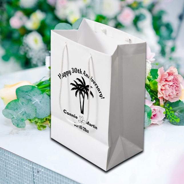 Sac Cadeau Moyen 30th Wedding Anniversary Palm Trees (Créateur téléchargé)