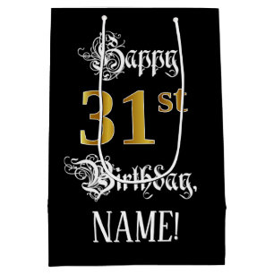 Sac Cadeau Moyen 31e anniversaire ~ Script fantaisie; Faux Gold Loo