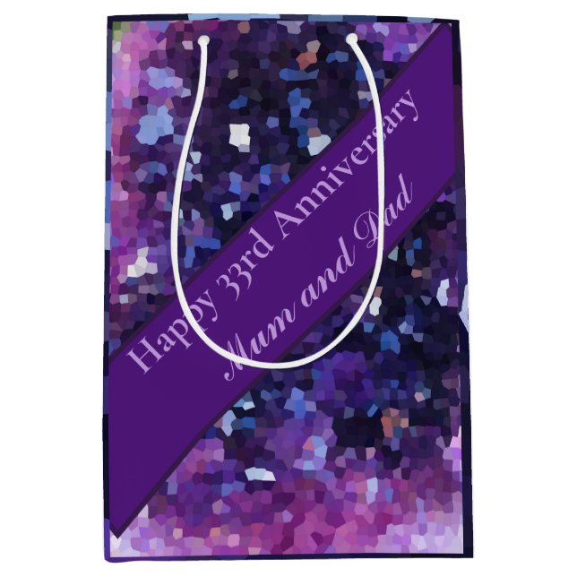 Sac Cadeau Moyen 33e anniversaire du Mariage modifiable (Devant)