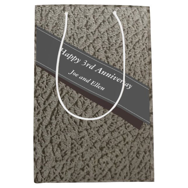 Sac Cadeau Moyen 3e anniversaire, Faux Leather (Devant)