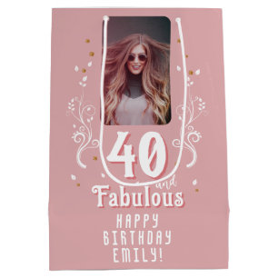 Sac Cadeau Moyen 40 et Fabulous Foliage rose photo 40e anniversaire