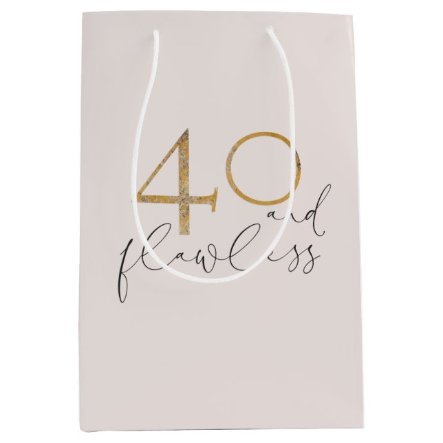 Sac Cadeau Moyen 40 & Flawless Blush Pink & Gold 40e anniversaire (Devant)