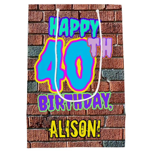 Sac Cadeau Moyen 40e anniversaire : Amusant, Graffiti urbain inspir (Dos)