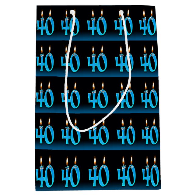 Sac Cadeau Moyen 40e anniversaire avec des bougies (Devant)