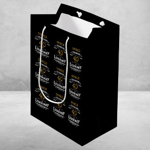 Sac Cadeau Moyen 40e anniversaire Black Gold Legendary Retro
