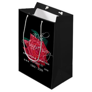 Sac Cadeau Moyen 40e anniversaire de mariage rubis Rose rouge