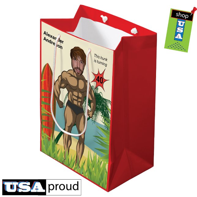 Sac Cadeau Moyen 40e anniversaire 💪 🤣 Mens Funny Bodybuilder Musc (Créateur téléchargé)