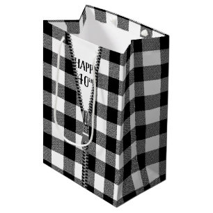 Sac Cadeau Moyen 40e anniversaire Zipper sur Buffalo Plaid