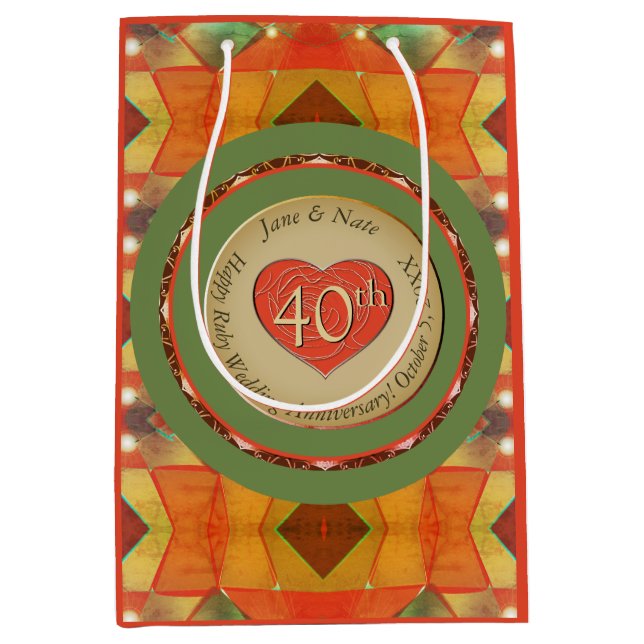 Sac Cadeau Moyen 40e/Tout papier d'enveloppement pour l'anniversair (Devant)