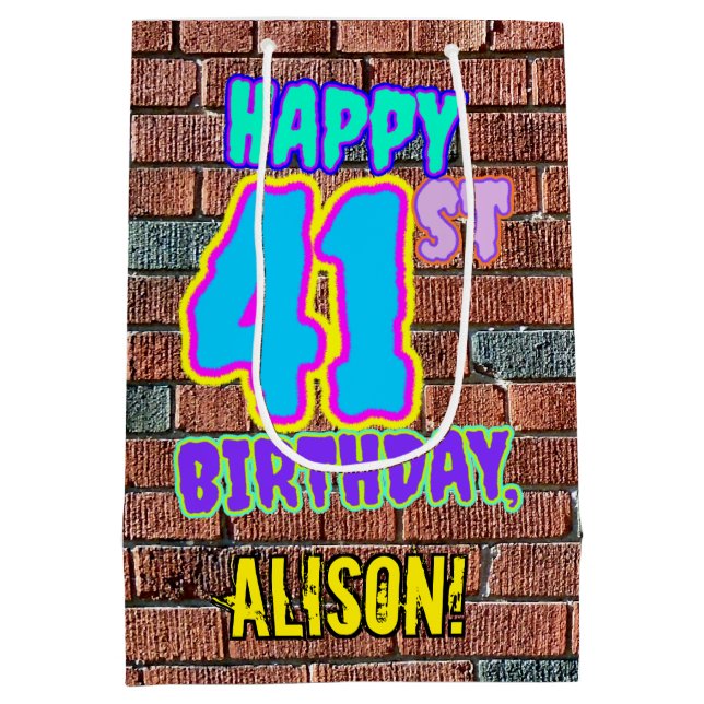 Sac Cadeau Moyen 41e anniversaire : Amusant, Graffiti urbain inspir (Dos)