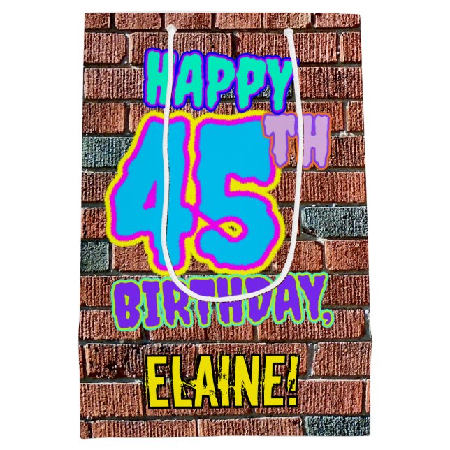 Sac Cadeau Moyen 45e anniversaire : Amusant, Graffiti urbain inspir (Dos)