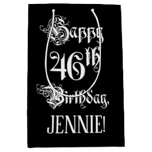 Sac Cadeau Moyen 46e anniversaire : Script élégant et élégant +