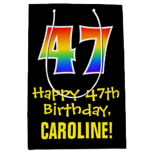 Sac Cadeau Moyen 47e anniversaire : Amusant, gras, coloré, arc-en-c