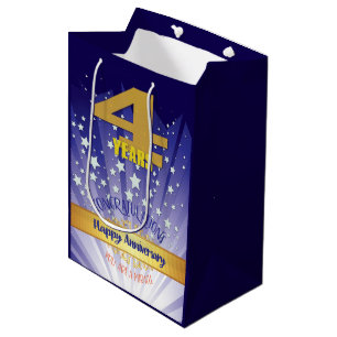 Sac Cadeau Moyen 4 Anniversaire de la récupération Numéro gras