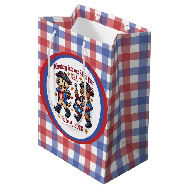 Sac Cadeau Moyen 4 juillet USA 250e anniversaire Semiquincentenaire (Dos Angle)