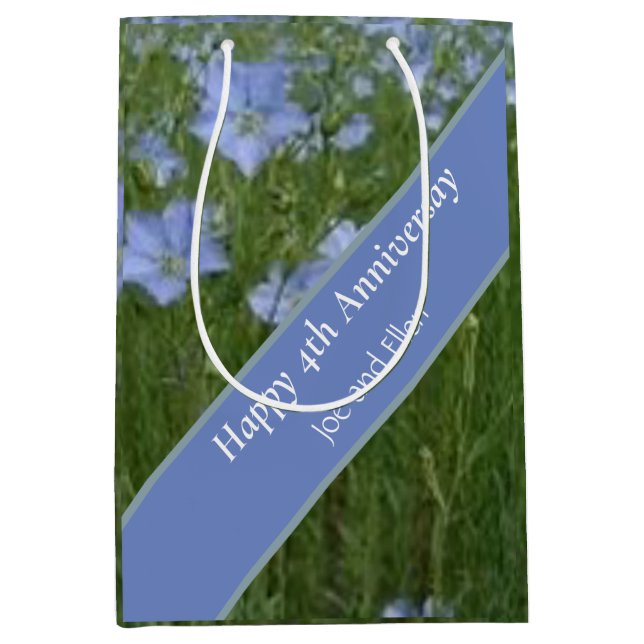 Sac Cadeau Moyen 4e anniversaire Mariage modifiable (Devant)