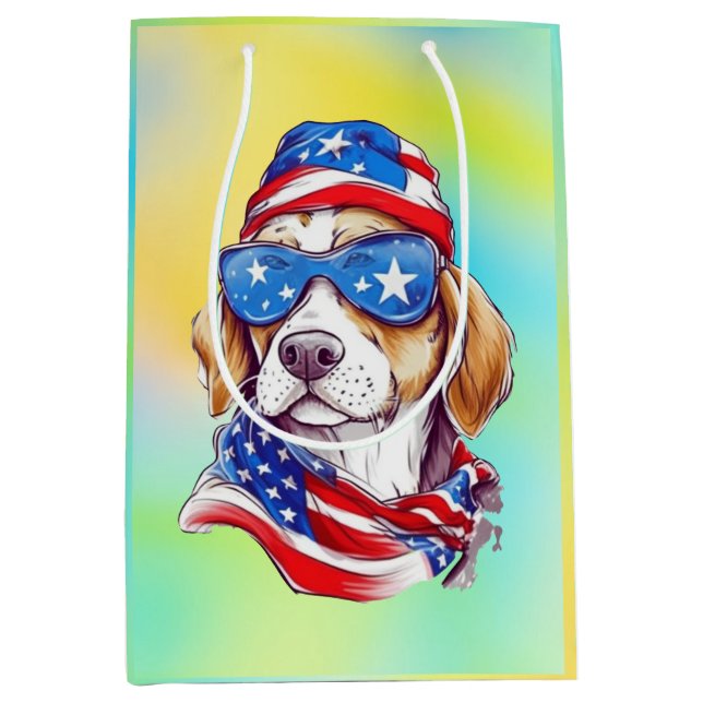 Sac Cadeau Moyen 4th Of July Dog Sublimation-66361 (Devant)