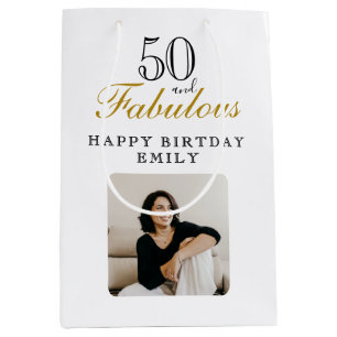 Sac Cadeau Moyen 50 ans et Fabuleux Photo 50e Anniversaire