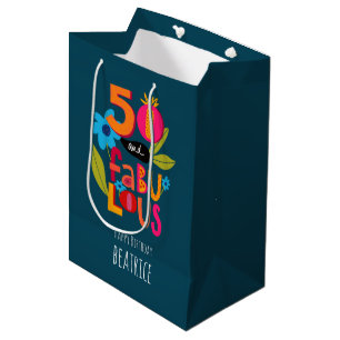 Sac Cadeau Moyen 50 ans et Fabuleux Typographie d'anniversaire pers