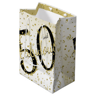 Sac Cadeau Moyen 50 et fabuleuse fête d'anniversaire Black/Gold Fu