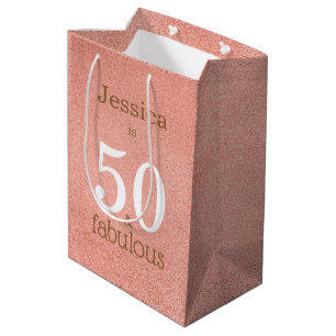 Sac Cadeau Moyen 50 et fabuleux Rose Gold Simple 50e anniversaire