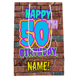 Sac Cadeau Moyen 50e anniversaire : Amusant, Graffiti urbain inspir
