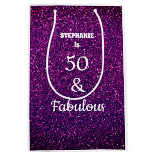 Sac Cadeau Moyen 50e Anniversaire Cinquante Ans Vieille Paillettes