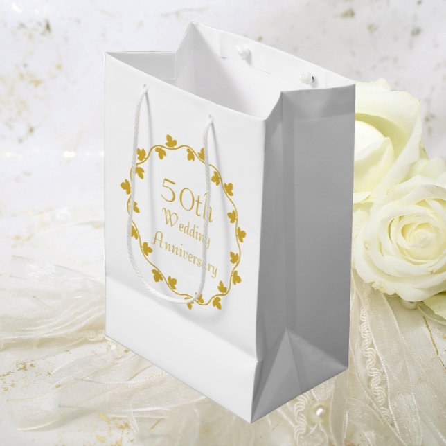 Sac Cadeau Moyen 50e anniversaire de Mariage d'or Ivy Wreath (In Situ Wedding)