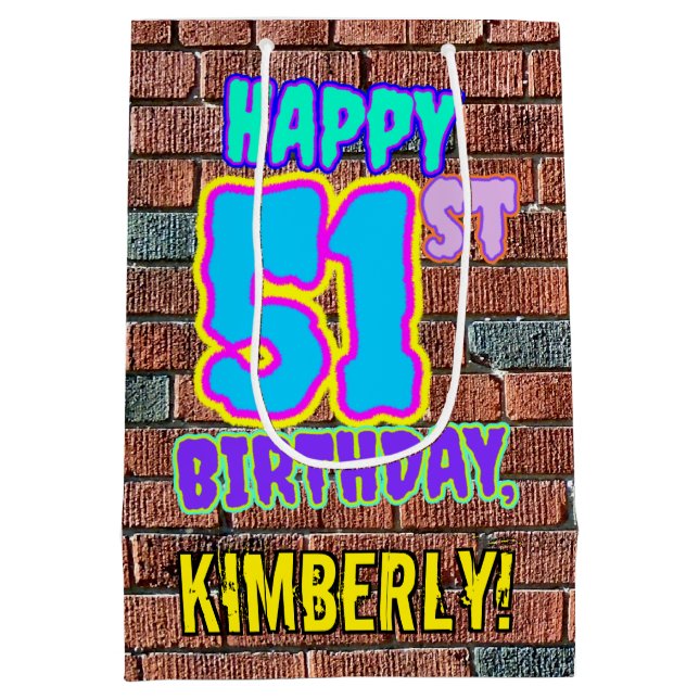 Sac Cadeau Moyen 51e anniversaire : Amusant, Graffiti urbain inspir (Dos)