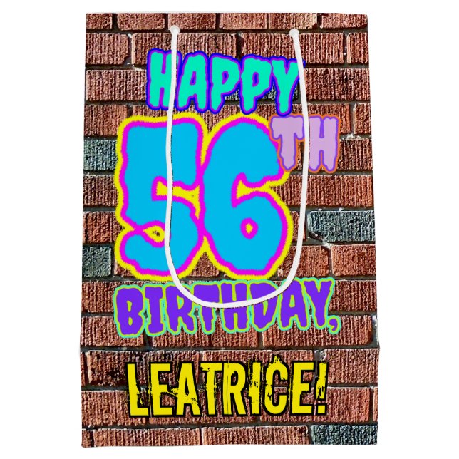 Sac Cadeau Moyen 56e anniversaire : Amusant, Graffiti urbain inspir (Dos)